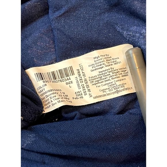 Lee Cooper Women Floral Midi Dress Cap Sleeves Back Keyhole Round Neck Blue SZ L - Picture 7 of 8